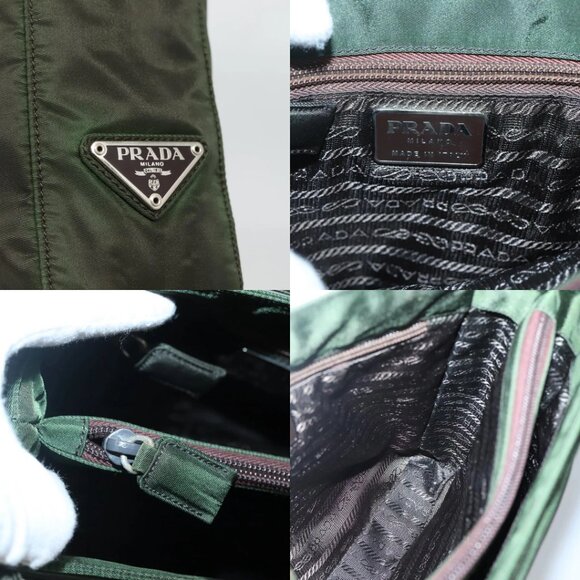 PRADA Shoulder Bag Nylon Khaki Silver Auth 129429 - Picture 14 of 15